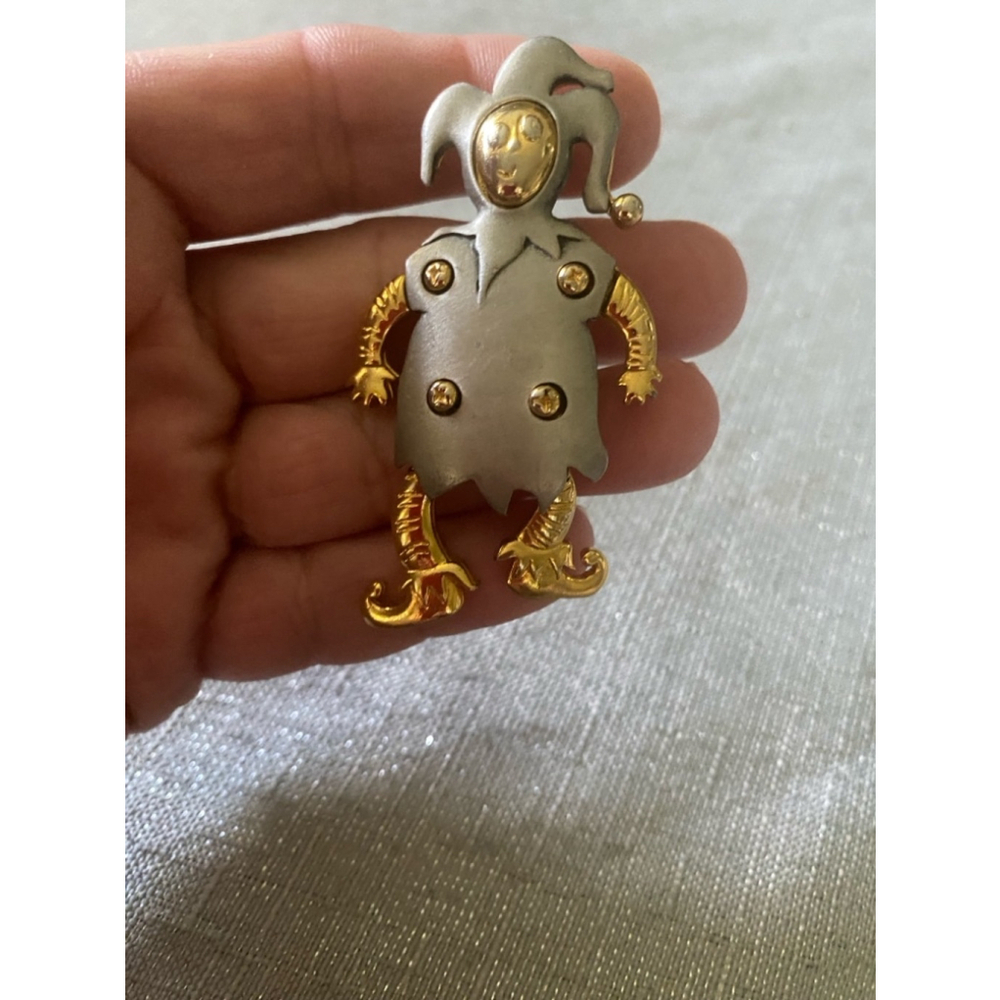 Jj Jester Brooch Silver And Gold Brooch